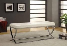 Contemporary Style 501157 White Leatherette Bench