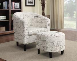 Accent Chair by Coaster 900210 Off White Fabric with Ottoman