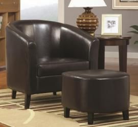 Accent Chair by Coaster 900240 Dark Brown Leatherette with Ottoman