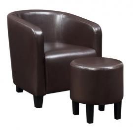 Accent Chair by Coaster 903362 Brown Leatherette with Ottoman