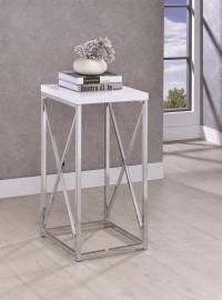 Chrome/White Finish 930014 Accent Table
