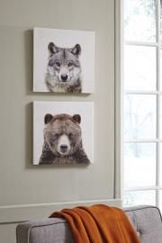 A8000261 Ashley Albert Wolf/Bear Print set of 2 in Wrapped Canvas