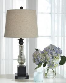 L431384 Stephan By Ashley Glass Table Lamp Set of 2 In Black/Silver Finish