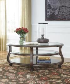 T819-0 Yexenburg by Ashley Oval Cocktail Table In Dark Brown